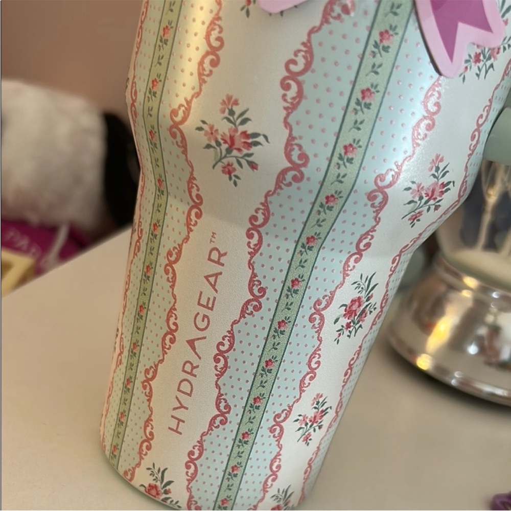 Floral Water Bottle - Mint and Pink - Picture 11 of 11